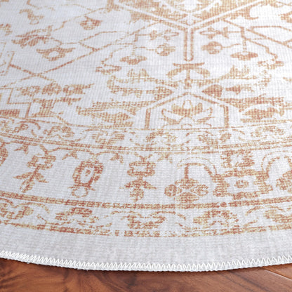 SAFAVIEH Washable Rug Arizona Collection - 5' x 8' Oval, Beige & Gold, Slip Resistant & Easy to Clean, Ideal for Living Room, Bedroom, Home Office, Dining Space (ARZ127B)