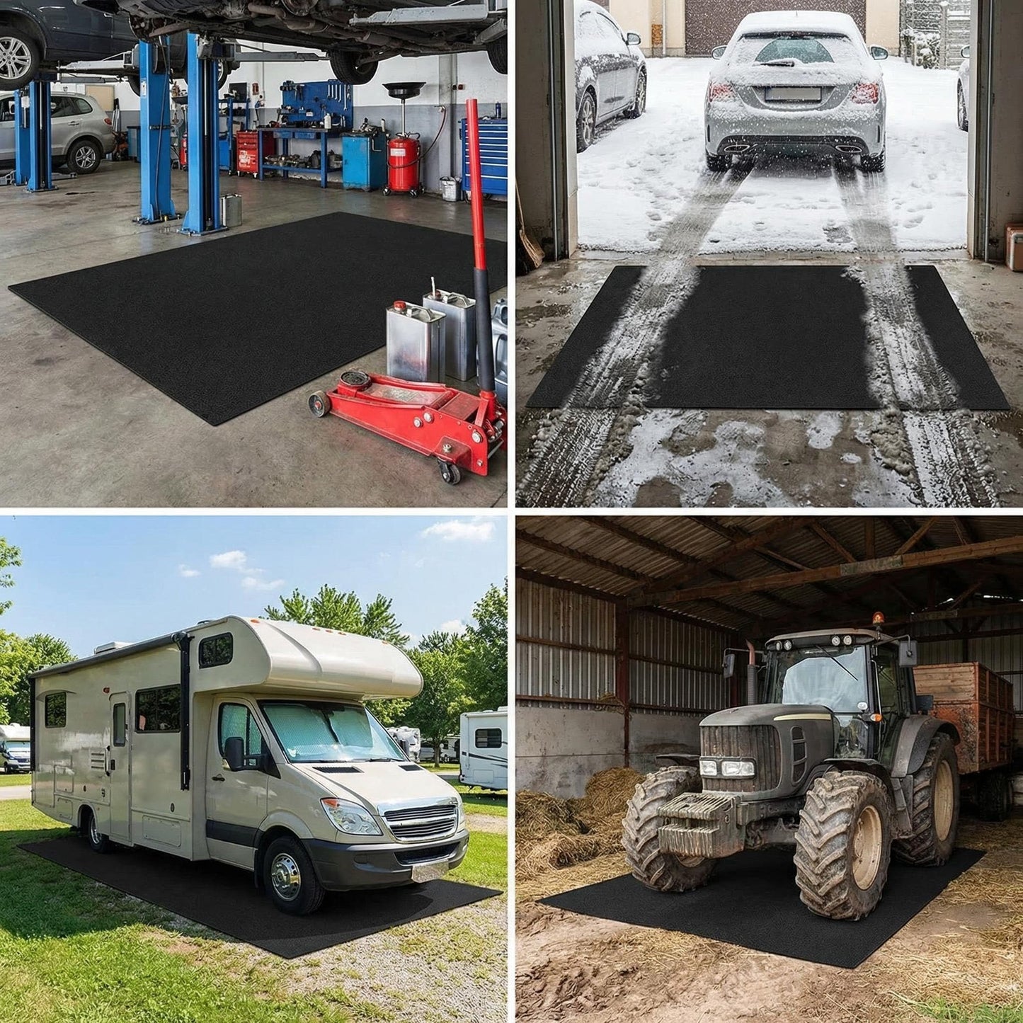 7'4"x17' Oversized Garage Floor Mat - Oil & Fluid Absorbent, Leak-Proof Rubber Backing, Heavy Duty All-Weather Protector for Car Sedan SUV Trucks & RVs, Trimmable Non-Slip