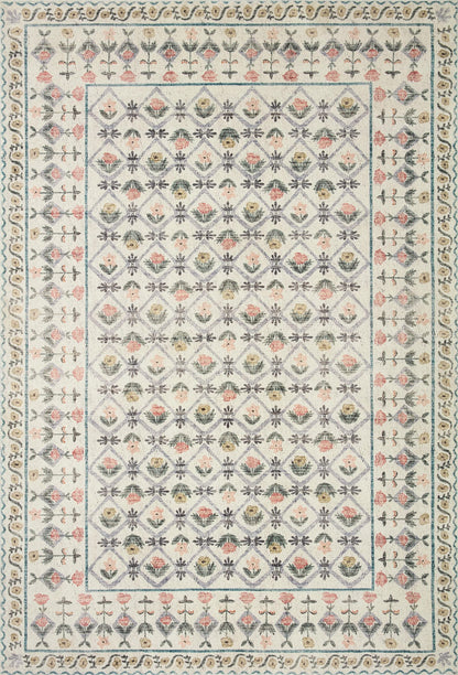 Loloi Rifle Paper Co. Eden Collection EDE-03 Lattice Ivory 5'-0" x 7'-6" Area Rug feat. CloudPile™