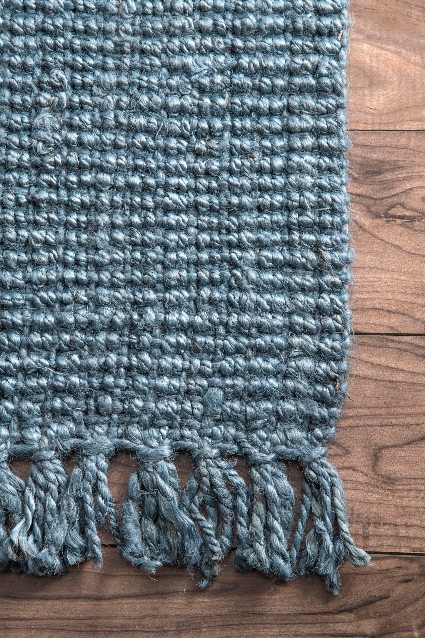 Nuloom Daniela Blue, 2'6" x 8', Handmade, Jute, Tassel, Soft and Textured, High Traffic, Stain Resistant, Easy Clean, Durable Runner for Bedroom, Living Room, Dining Space, Foyer, Entryway