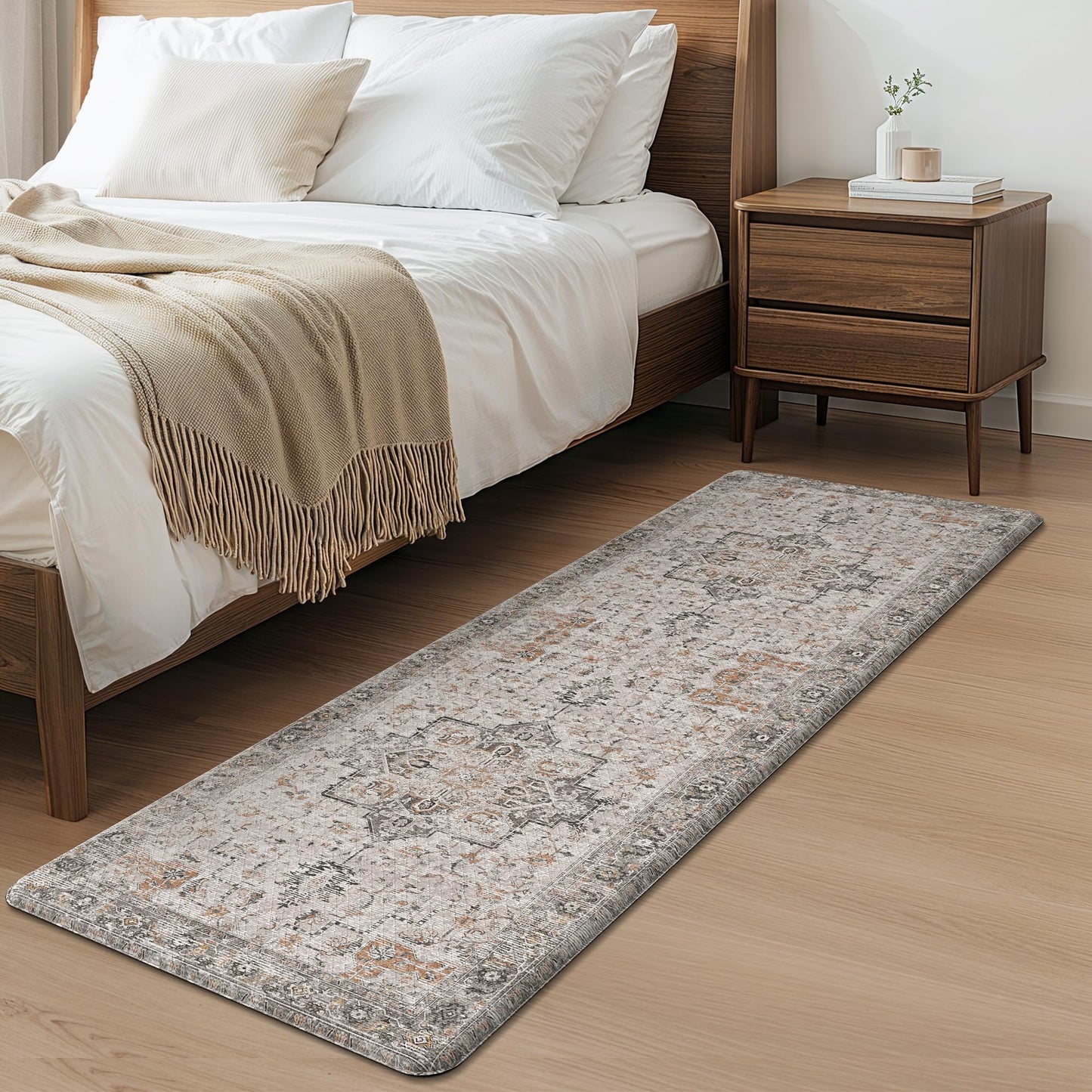 GENIMO Kitchen Mats for Floor, Washable Anti Fatigue Mat for Cushioned, 23.6"x71", Waterproof Kitchen Rugs, Non Slip Comfort Standing Mat Rug for Home, Sink, Laundry, LightTaupeBrown
