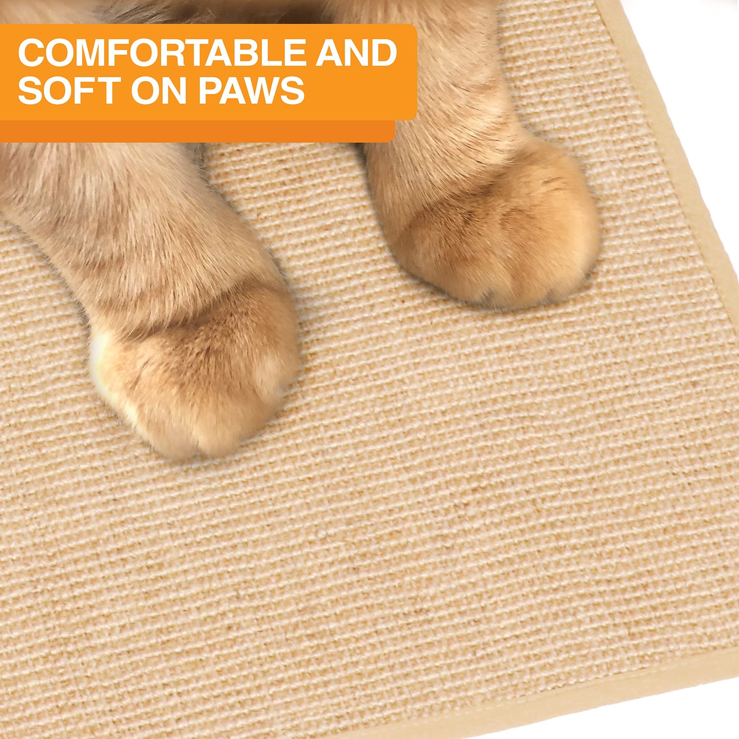Neater Pets Jute Cat Litter Trapping Mat - Catches Spilled Litter Mess from Kitty Litter Box to Protect Floors, Soft on Cats Paws, Anti-Skid Backing, Easy to Clean, Beige, 24" x 36"