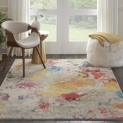 Nourison Home Celestial Modern Ivory/Multicolor 5'3" x 7'3" Area Rug, Easy Cleaning, Non Shedding, Bed Room, Living Room, Dining Room, Kitchen (5x7)