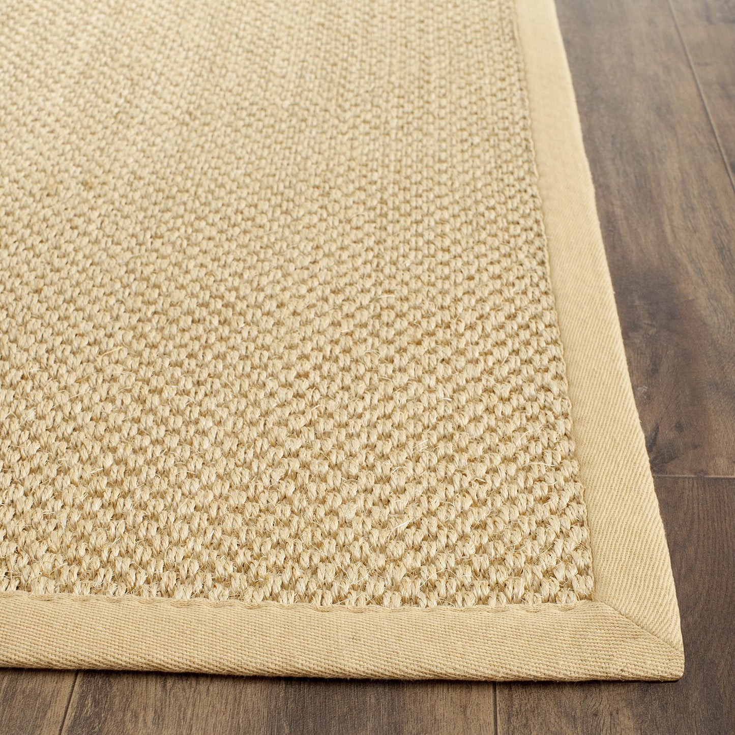 SAFAVIEH Area Rug 4' Square - Natural Fiber Collection - Maize & Wheat, Sisal, Woven Design with Border (NF443A)