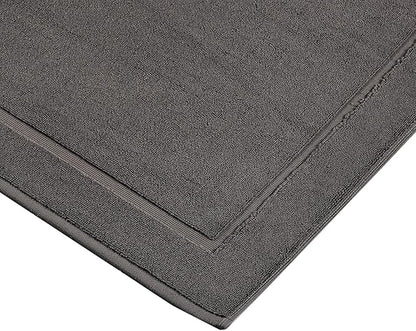 Hawmam Linen Cool Grey Bath Mats, 21 x 34 inches, Banded Design, Highly