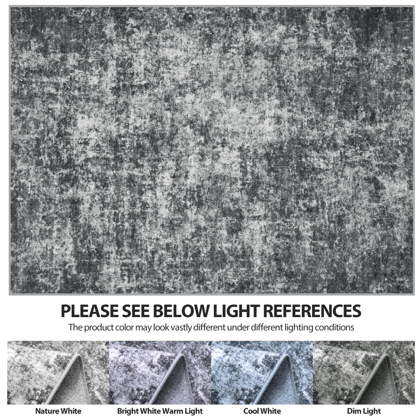 8x10 Area Rugs for Living Room Rug Washable: Abstract Large Rug for Dining Room Bedroom Carpet Non Slip 8 by 10 Indoor Modern Nursery Home Office Black Grey