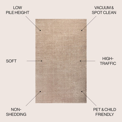JONATHAN Y Haze Solid Low-Pile Beige 3x5 Oval Indoor Area Rug, Coastal,Bohemian,Minimalist,Classic, Easy-Cleaning for Living Room,Bedroom,Kitchen,Pet Friendly,Non-Shedding (SEU100G-3OV)