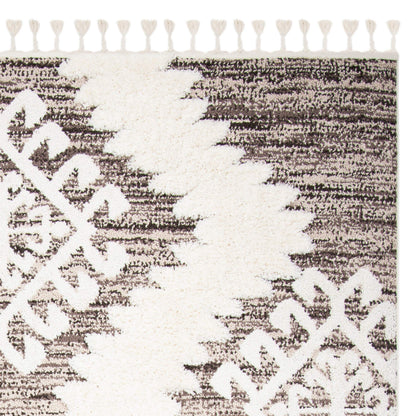 SAFAVIEH Moroccan Tassel Shag Collection Area Rug - 9' x 12', Ivory & Brown, Boho Design, Non-Shedding & Easy Care, 2-inch Thick Ideal for High Traffic Areas in Living Room, Bedroom (MTS652A)