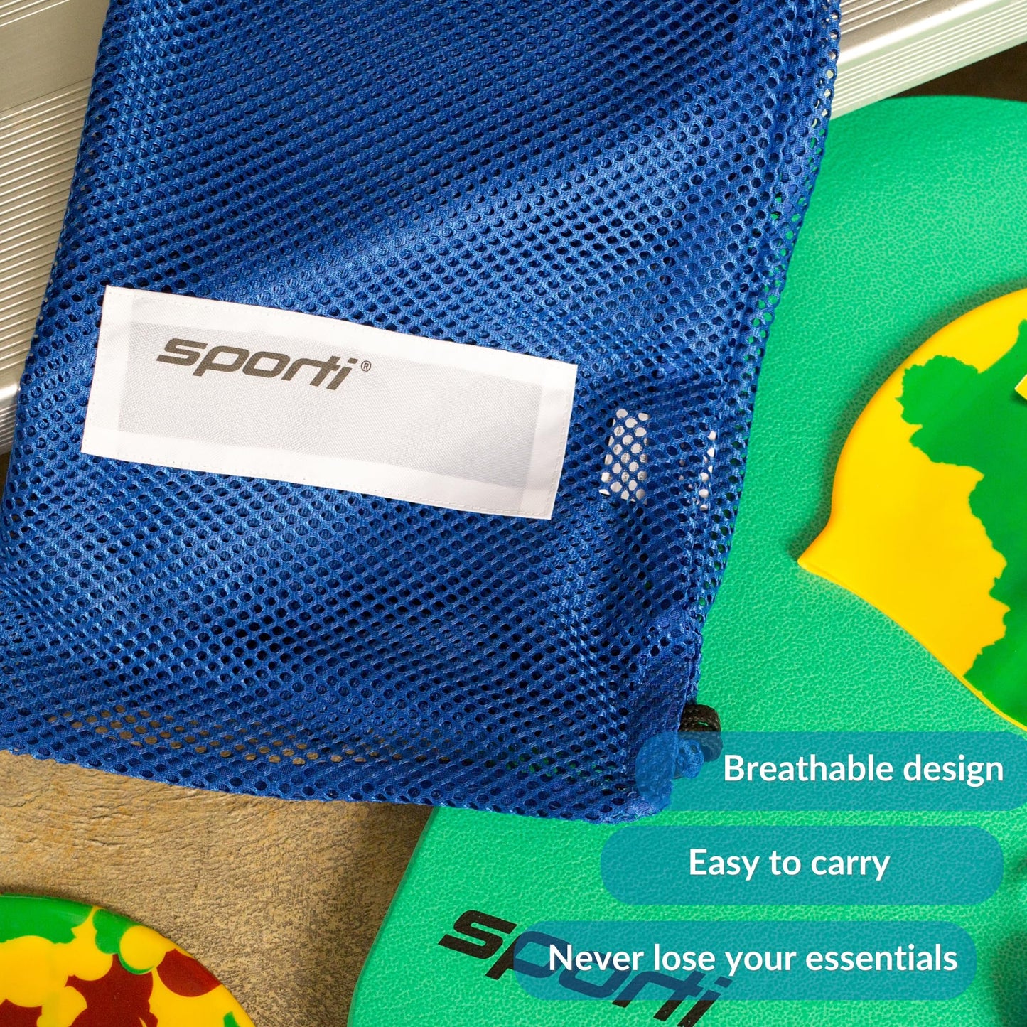 Sporti Swim Mesh Bag – Breathable Drawstring Swim Gear Bag with Quick-Dry Mesh, Durable Toggle Closure, Spacious Storage for Pool, Beach & Gym – Ideal for Swimmers & Water Sports - Purple
