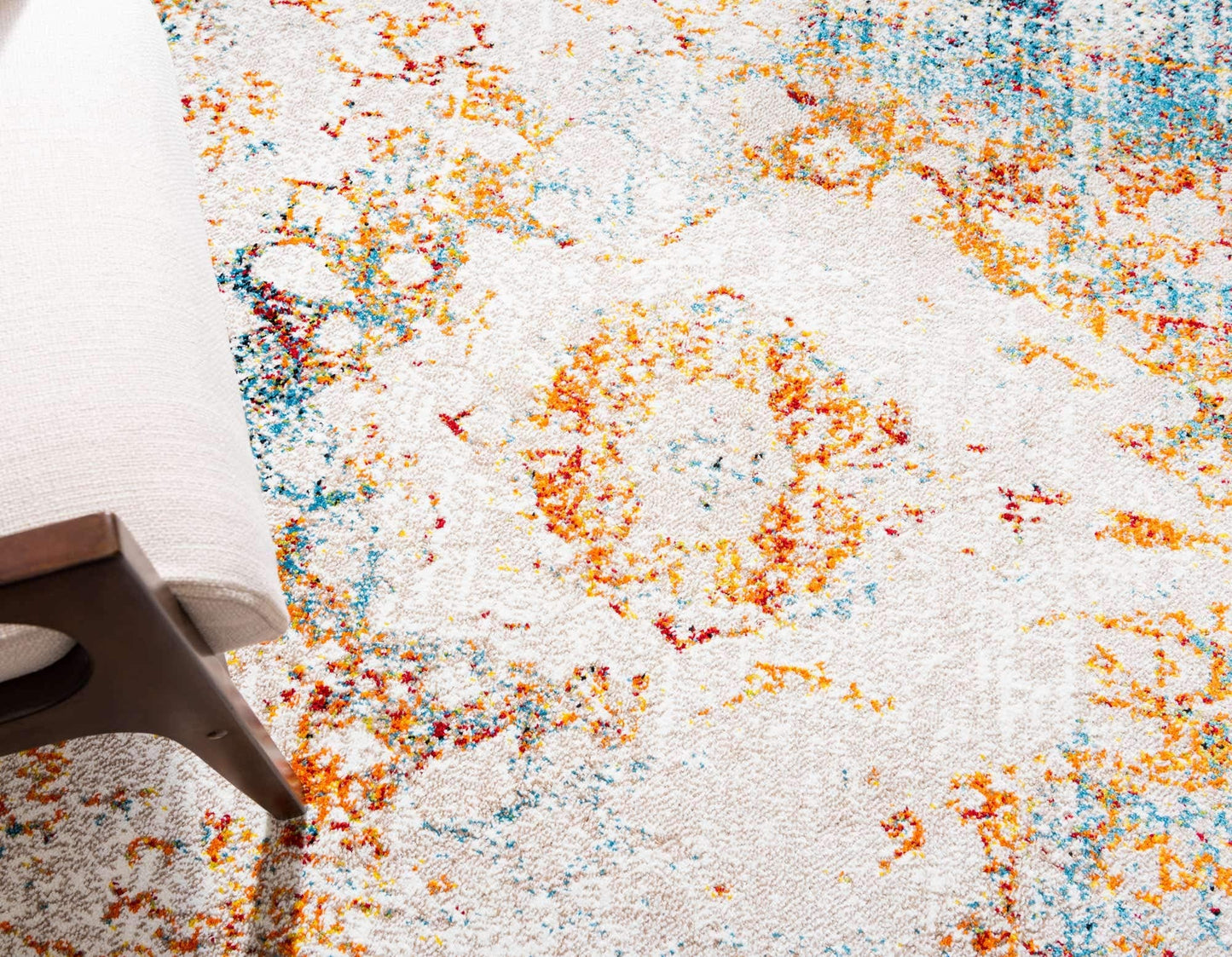 Unique Loom Rosso Collection Traditional, Vintage, Medallion, Border, Distressed, Southwestern Area Rug (5' 0 x 8' 0 Rectangular, Ivory/Blue)