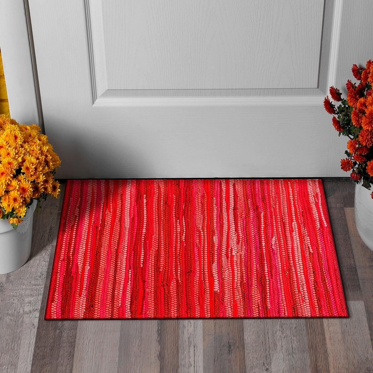 Savi Home Hand Woven 100% Cotton Chindi Rag Rug 20"x32" - Red Multi, Recycled Reversible Rug, Boho Farmhouse Rugs for Living Room, Dining Room, Kitchen, Entryway, Bedroom Rugs