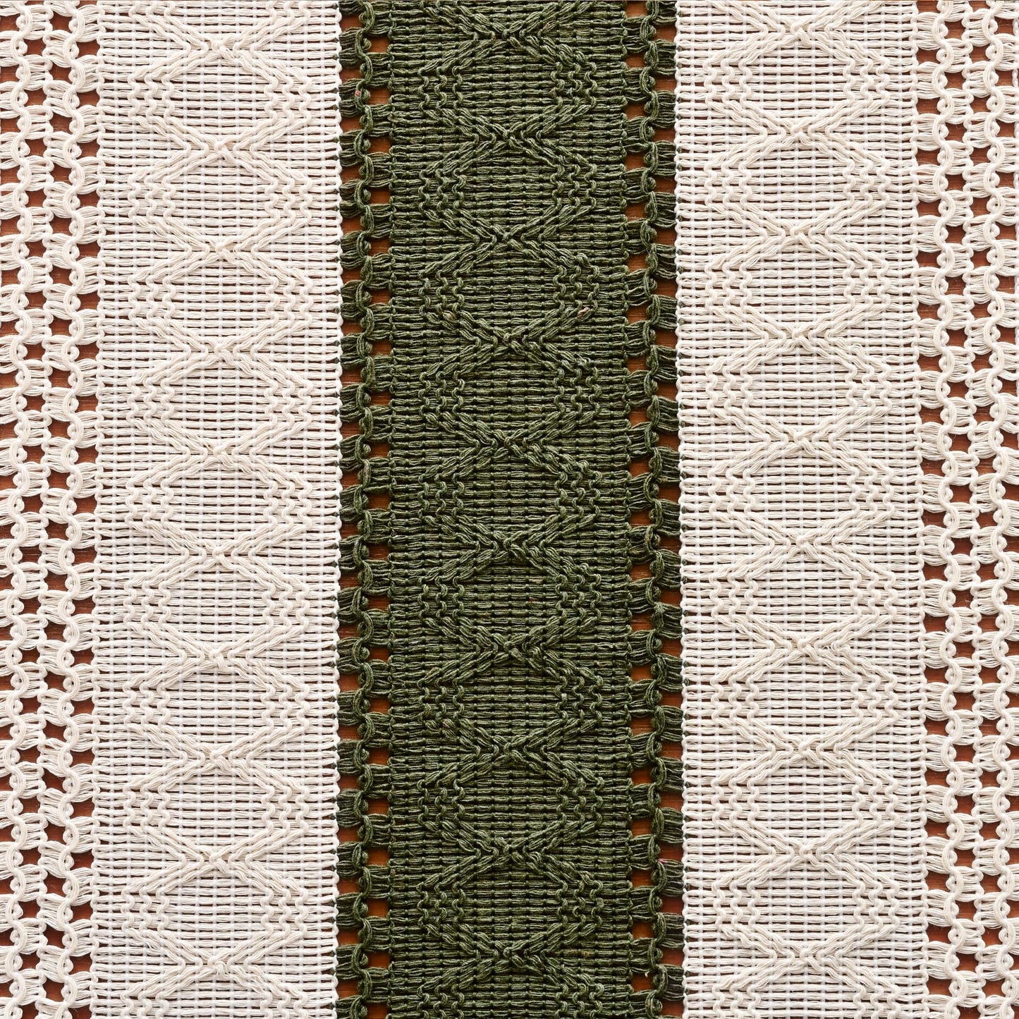 duduta Sage Green Spring Macrame Table Runner 72 inch Long, Farmhouse Boho Dresser Covers Coffee Table Decor