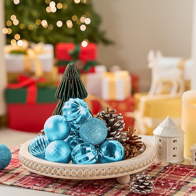 JOIEDOMI 24 Pcs Baby Blue Christmas Tree Ornaments Set, 2.36" Shatterproof Christmas Balls, Xmas Hanging Ornaments Decorations for Tree Wreath Garland Holiday Wedding Indoor Party Decor