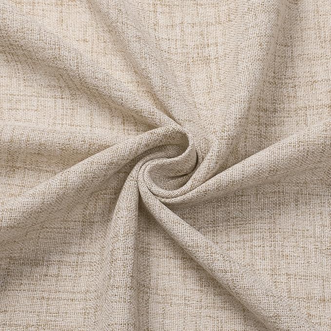 Tollpiz Linen Curtain Bedroom Rod Pocket Semi Sheer Curtains Burlap Light Filtering Thick Linen Drape for Living Room, 38 x 84 inches Long, Natural, Set of 2 Panels