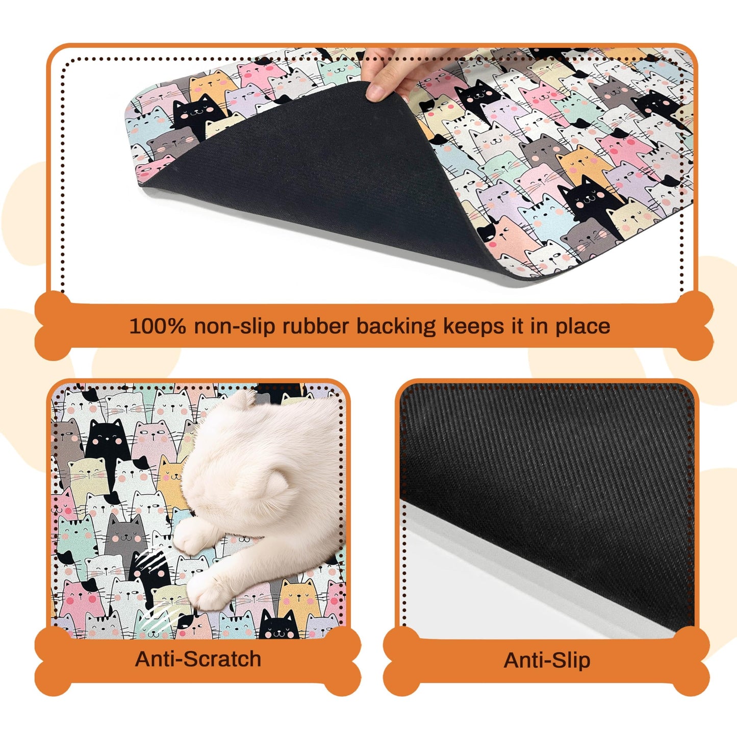 Pet Feeding Mat for Floors Cat Food Mat Waterproof Dog Food Mat and Water Absorbent Quick Dry Non Slip Mat for Cat Bowls