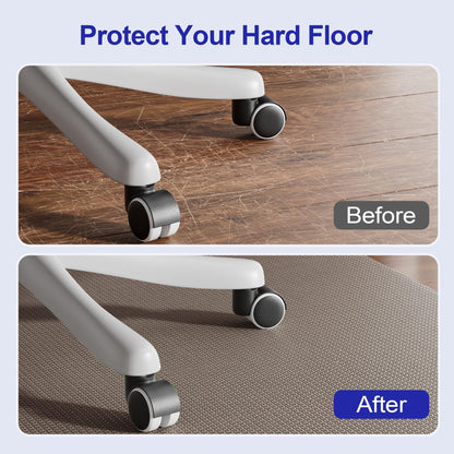 Delamu 36"×48" Office Chair Mat for Hardwood Floor, Heavy Duty Hard Floor Protector for Chairs, Anti-Slip PVC Woven Desk Chair Mat for Home Office, Light Brown