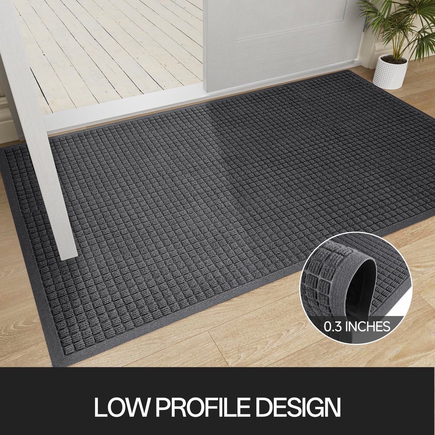 Cybstrax Front Door Mat Indoor Outdoor, 36"x48" Heavy Duty All-Weather Doormat, Non-Slip Waterproof Absorbent Commercial Floor Mat for Garage, Patio, High Traffic Areas