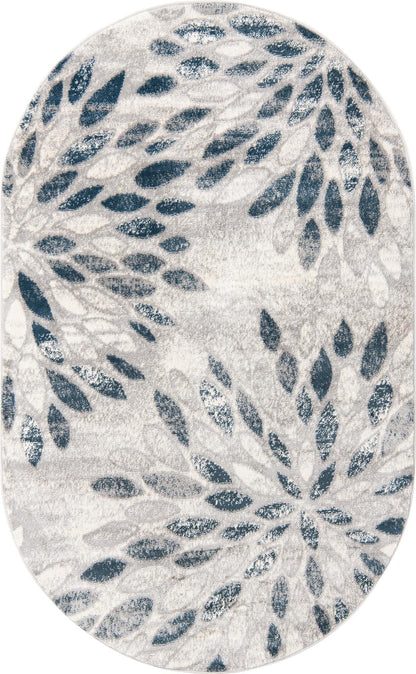 Unique Loom Sumter Collection Area Rug - Rhett (5' x 8' Oval, Gray/ Navy Blue)