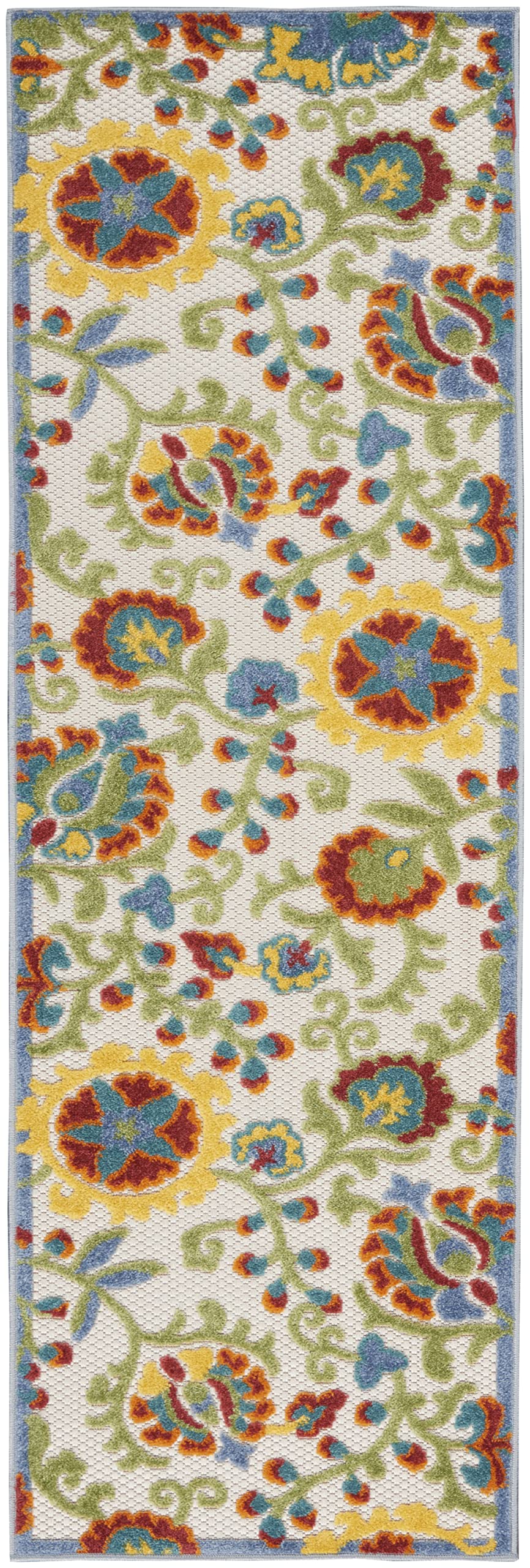 Nourison Home Aloha Ivory Multicolor 2'3" x 8' Area Rug - Easy Clean, Non Shedding, Bed Room, Living Room, Dining Room, Kitchen (8' Runner)