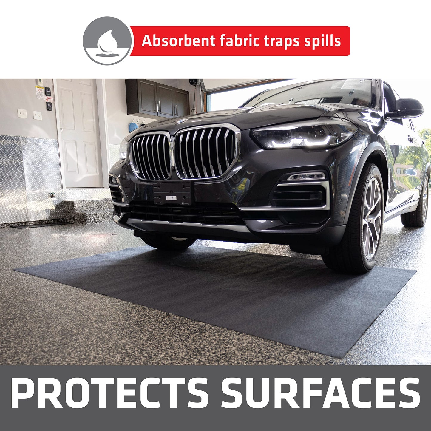 Drymate Premium Maintenance Mat Oil Spill Garage Floor Mat (60" x 72"), Absorbent, Waterproof, Contains Liquids, Protects Garage Surface or Driveway, Reusable, Washable, Durable (USA Made)