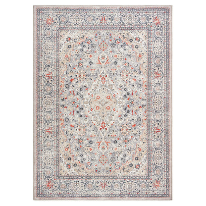 Goideal Washable Rug 4x6, Beige Area Rugs Non Slip, Indoor Low Pile Carpet with Rubber Backing for Living Room Kitchen Bathroom Entryway Office Bedroom