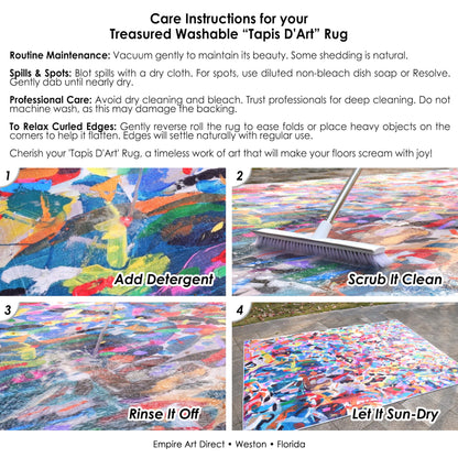 Empire Art Direct Abstract Flock, 5'x8' Hand Washable Art Area Rug, Power-loomed, 100% Polyester, 2mm Pile, Non-Slipping Back.