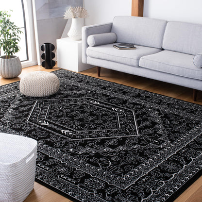 SAFAVIEH Area Rug 8x10 - Adirondack Collection - Large - Black & Ivory, Oriental Medallion Design, Non-Shedding & Easy to Clean, Ideal for Living Room, Bedroom, Dining Space (ADR108Z)