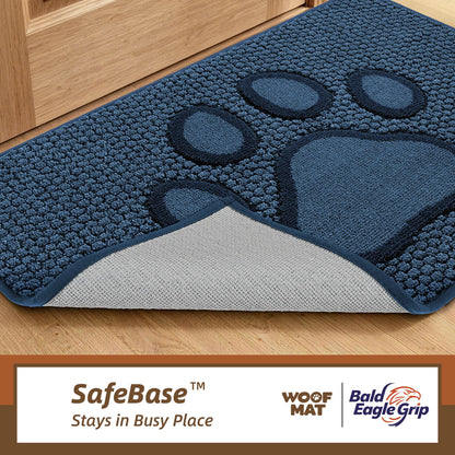 Bald Eagle Grip Dog Paw Doormats 32''x48'' for Dirty Paws, Washable Entryway Floor Rugs Dirt Trapper with TPR Backing, Absorbent Low Profile Doormat for Front Door, Hallway, Entryways, Blue