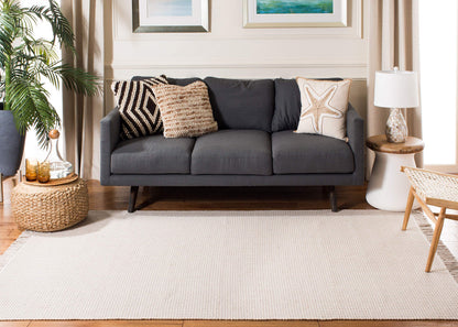 SAFAVIEH Area Rug 8x10 - Montauk Collection - Large - Ivory & Grey, Handmade Flat Weave Cotton, Boho Farmhouse Design, Ideal for Living Room, Bedroom, Office, Dining Space (MTK340A)