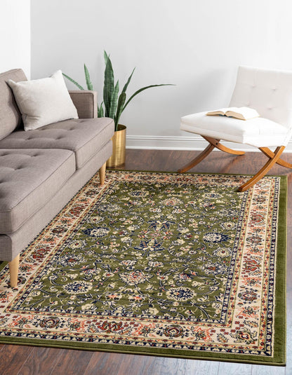 Unique Loom Sialk Hill Collection Area Rug - Washington (6' 1" x 9' Rectangle Green/Hunter Green)