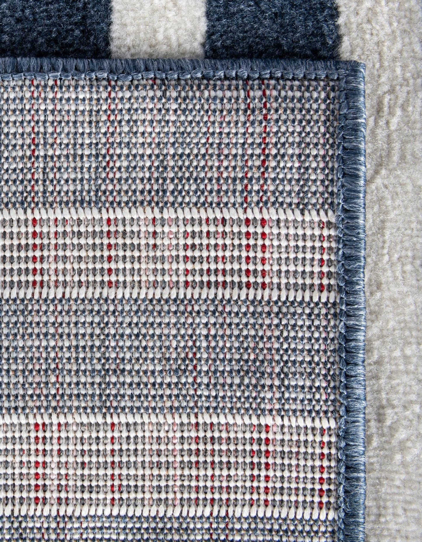 Rugs.com - Oslo Rug – 10 Ft Square Blue Easy-Clean Area Rug – Modern Geometric Stripe Pattern for Living Room, Bedroom, Dining Room