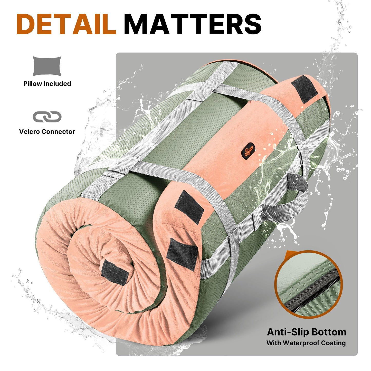 GAIALOOP Floor Memory Foam Car Camping Bed Glamping Roll Up Futon Mattress, Japanese Floor Sleeping Mat Camp Cot Mattress Pad Travel Guest Side Sleepers [Twin XL: 80 * 38 * 3'']