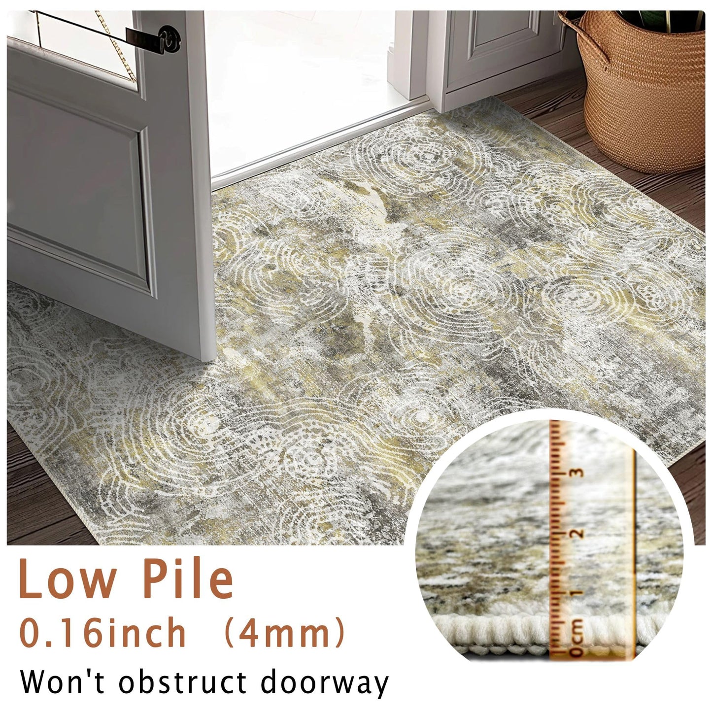 6x9 Area Rug, Ultra-Soft Washable Rug for Living Room, Dinner Room, Bedroom, Non-Slip Modern Abstract Rug, Indoor Carpet Large Area Rug, Mustard