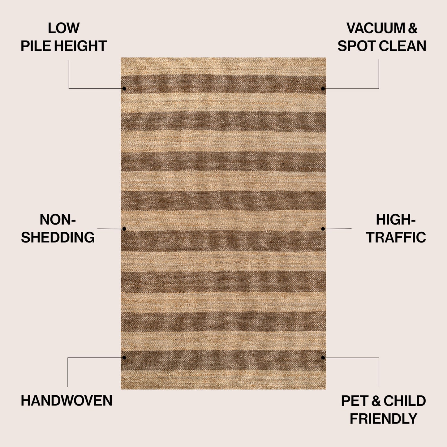 JONATHAN Y Jayden Woven Jute Stripe Natural/Brown Runner Rug, 2x10, Rustic, Farmhouse, Traditional, Lodge, Easy-Cleaning for Living Room, Bedroom, Kitchen, Non-Shedding (NRF202A-210)