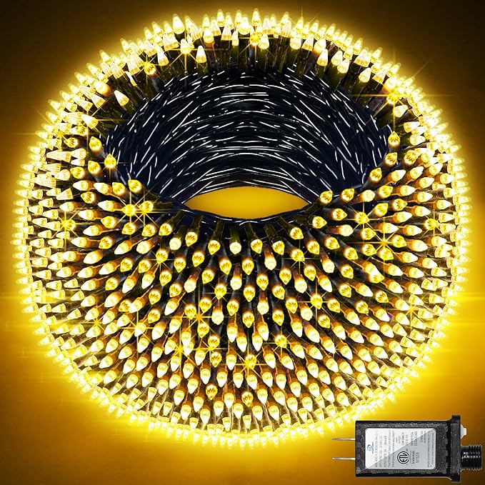 750 LED 240FT Christmas Lights Outdoor,12 Lighting Modes Christmas String Lights with Timer, Dimmable Warm White LED StringLights Waterproof for Yard Tree Wedding Party Holiday Warm White