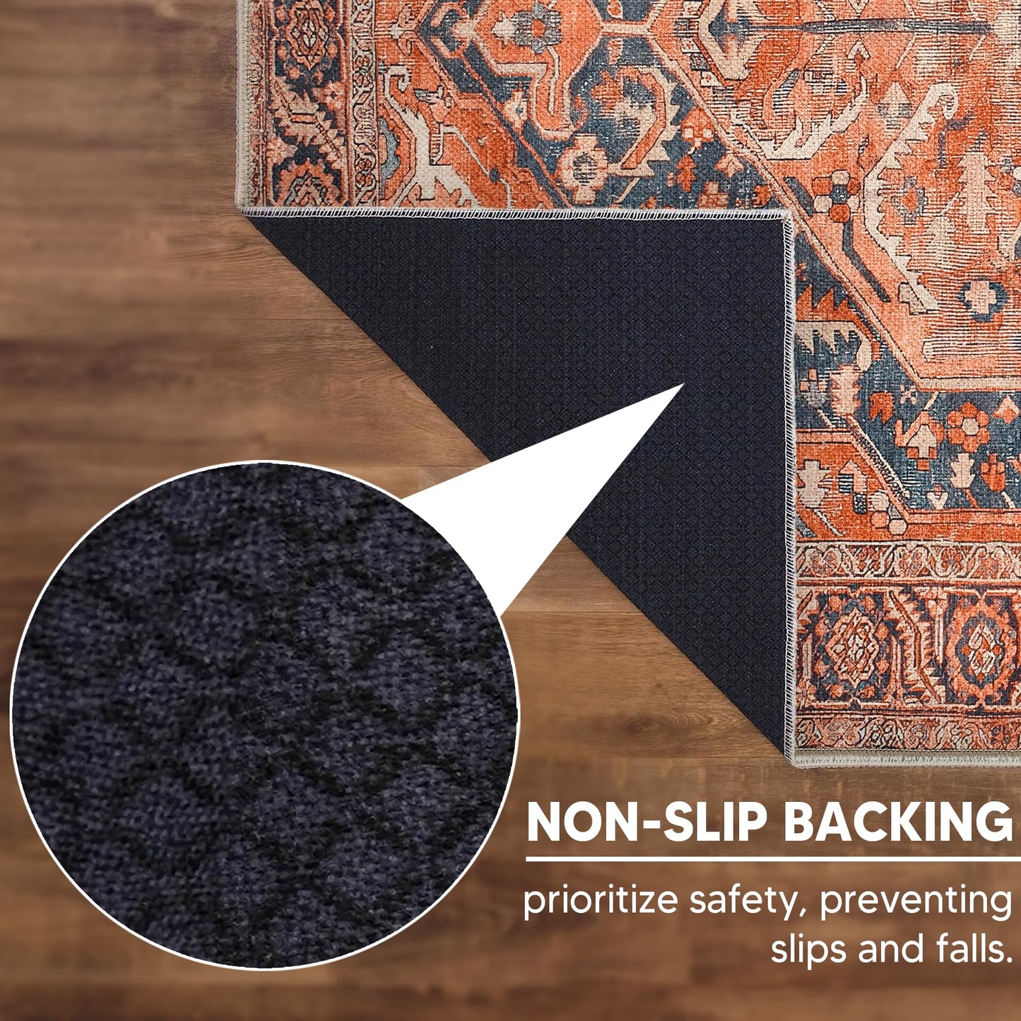 Keen Home Design 48"x72" Rug - Machine Washable Area Rug with Non-Slip Backing, Ideal for Living Room, Dining Room, Bedroom - Vintage, Easy Clean, Durable, Low Pile Rug - (4' x 6')