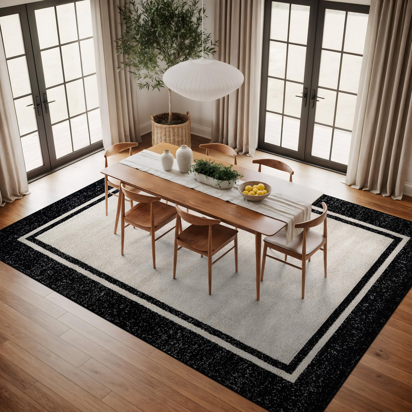 Rugshop Modern Transitional Bordered Indoor Area Rug for Living Room,Bedroom,Kitchen Rug Low Pile Rug with Jute Backing 7' 10" x 10' Cream