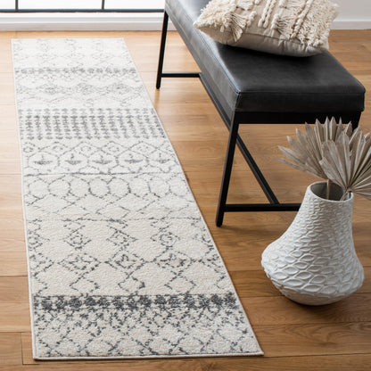 SAFAVIEH Tulum Collection Runner Rug - 2' x 13', Ivory & Grey, Moroccan Boho Distressed Design, Non-Shedding & Easy to Clean, Ideal for Living Room, Hallway, Foyer, Bedroom (TUL229A)