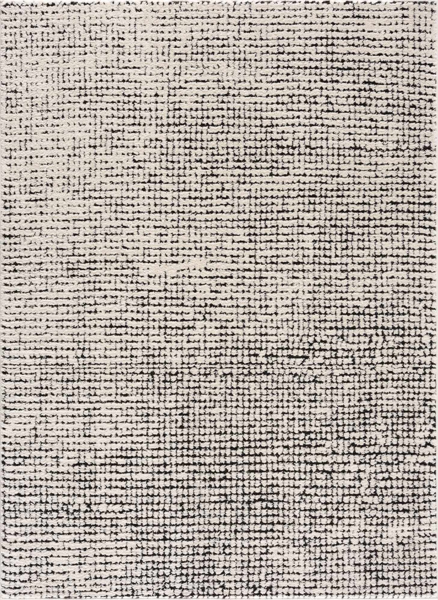 BoutiqueRugs Ivory Grid Contemporary Plush 5x7 Area Rug Black Checkered Mosaic Keita Living Room Bedroom Dining Room Home Office Apartment 5'3" x 7' Stain Resistant Non-Shedding Pet Friendly