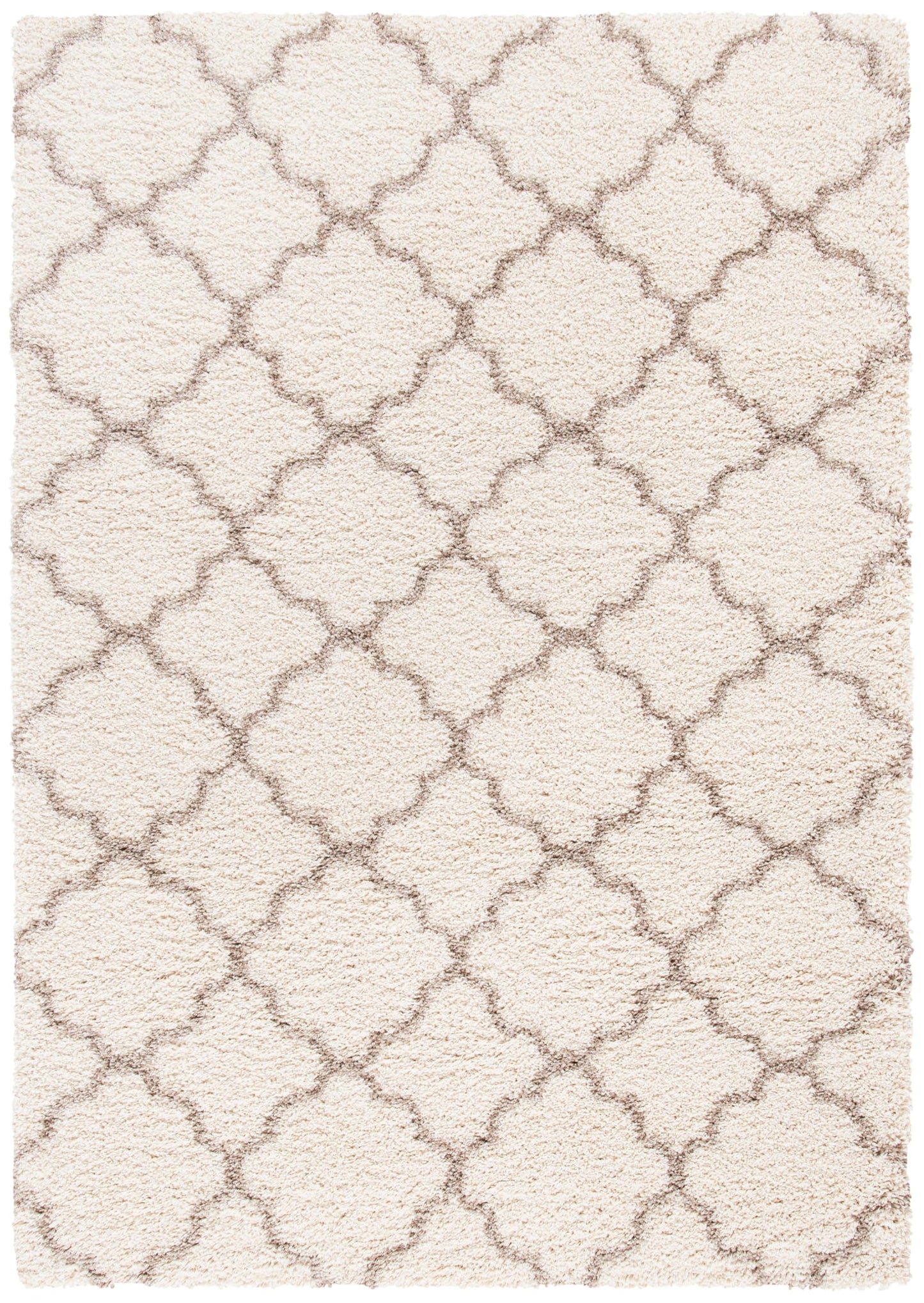 SAFAVIEH Hudson Shag Collection Area Rug - 5'3" x 7'6", Ivory & Beige, Moroccan Trellis Design, Non-Shedding & Easy Care, 2-inch Thick Ideal for High Traffic Areas in Living Room, Bedroom (SGH282E)