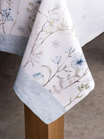 Maison d' Hermine Table Cloth Rectangle Table 100% Cotton 60 x 90 Inches Fall Tablecloth Reusable Everyday Use for Thanksgiving Christmas Decorations Dining Farmhouse Party (Ice Florals)