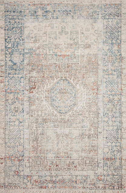 Loloi Chris Loves Julia Jules Collection JUL-07 Natural/Ocean 7'-6'' x 9'-6'', .13" Pile Height, Area Rug