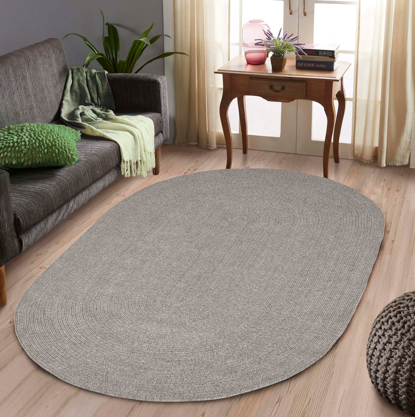 Superior Jute Oval Indoor Area Rug, Canvas