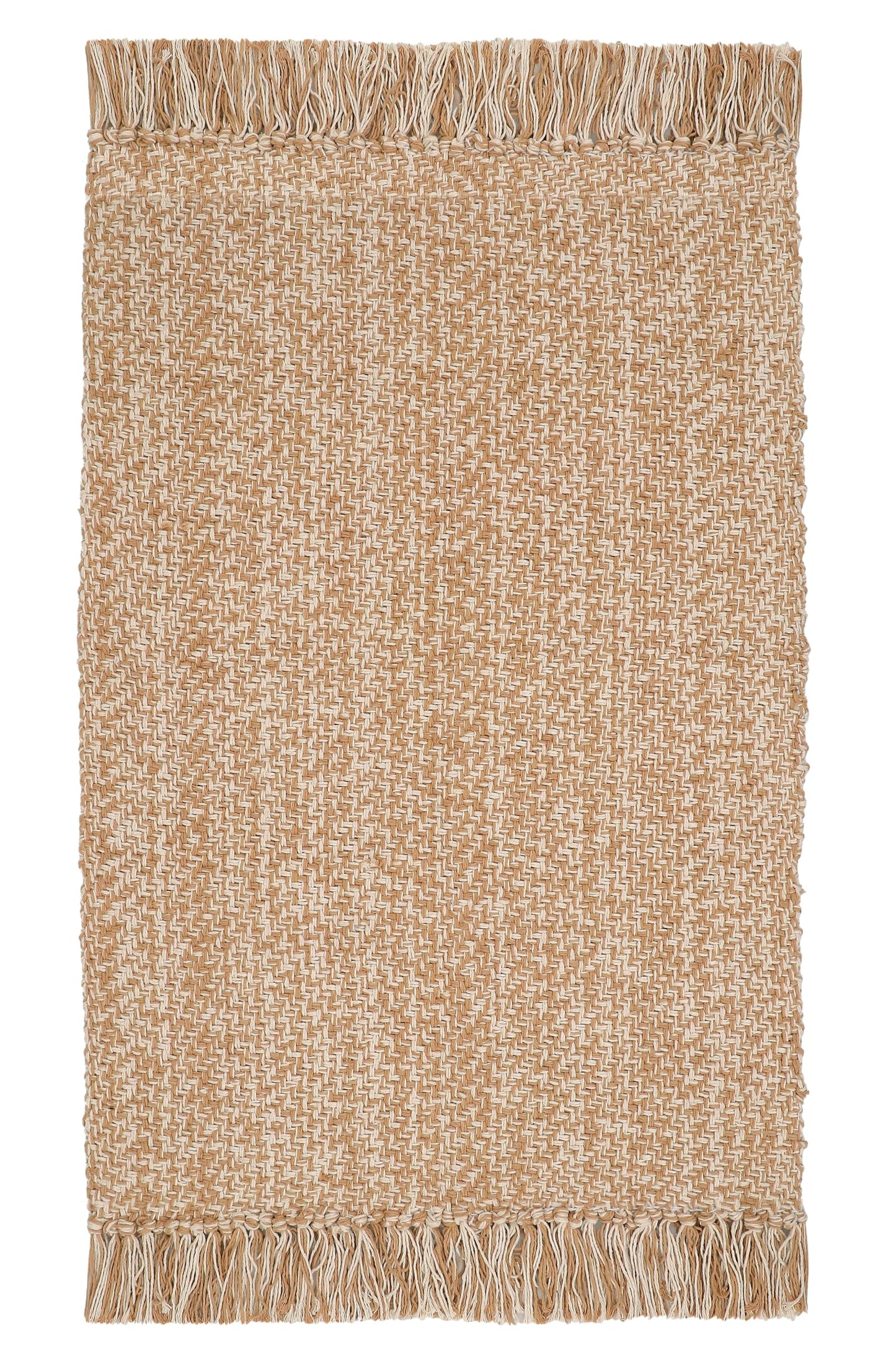 COTTON CRAFT Woven Area Rug - Reversible Boho Farmhouse Rustic Cotton Throw Rug Carpet with Fringe - Machine Washable Accent Mat for Bedroom Living Room Entryway Bathroom Dorm - 22x34 - Tan Natural
