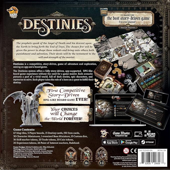 Destinies Board Game - Immersive Storytelling and Adventure for Tabletop Enthusiasts Ages 14+ 1-3 Players 120-150 Minute Playtime Made by Lucky Duck Games