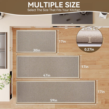 QiCaiJia Kitchen Mat, Non-Slip and Washable, Soft Kitchen Mat, Water Absorbent Floor Mat, Woven Sink Mat, Brown 17"x30"