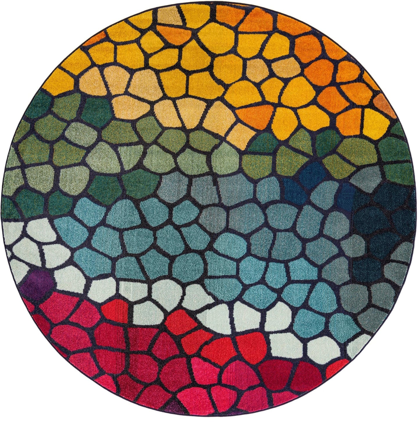 Rugs.com - Hyacinth Rug – 8 Ft Round Multi Washable Rug – Vibrant Mosaic Design for Playrooms, Nurseries, and Kids Bedrooms