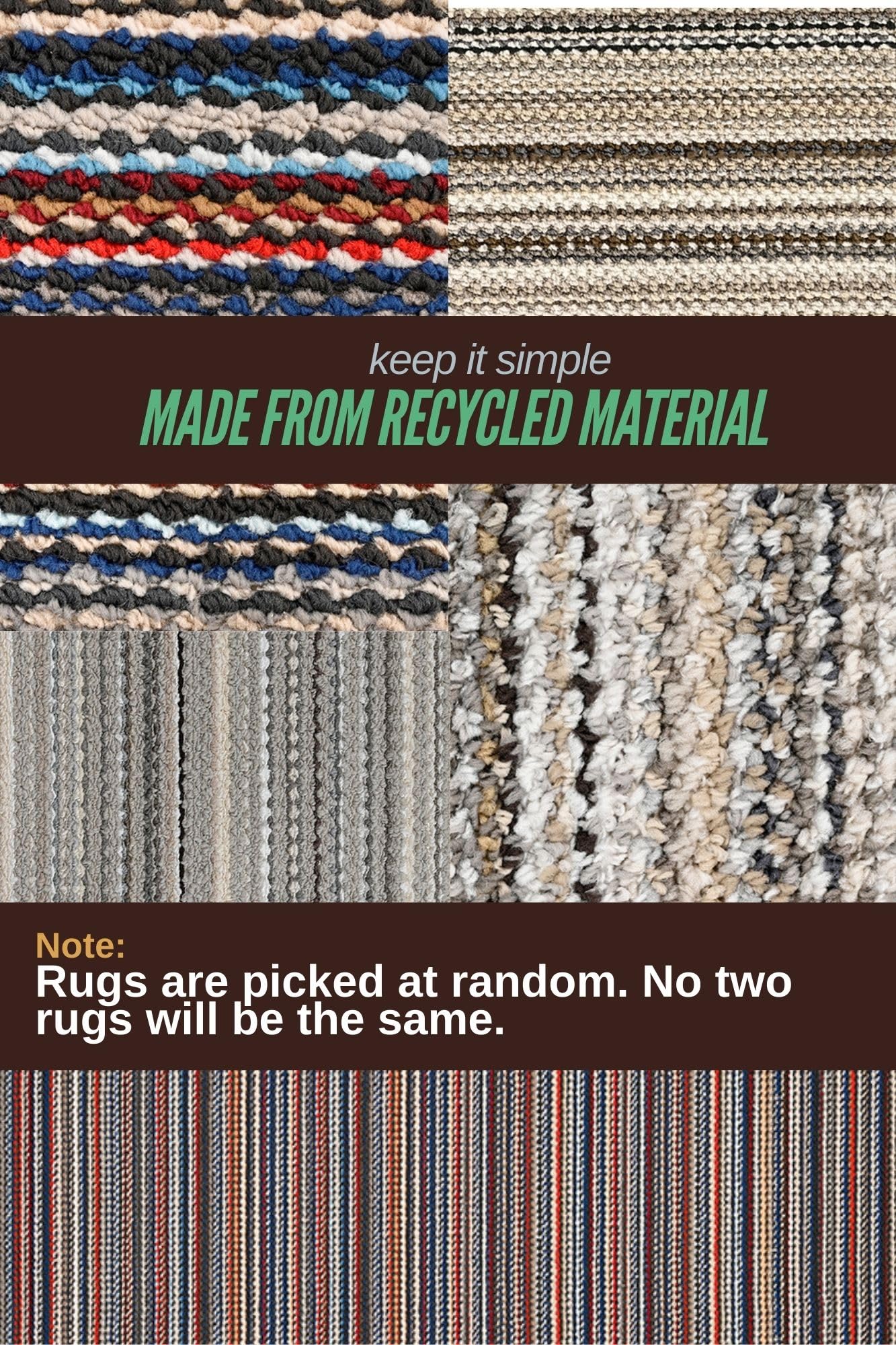 Garland Rug Carnival Stripe Non-Slip Recycled 2-Piece Rug Set Random Earthtone Stripes Area Rug – Modern, Stain-Resistant, Ideal for Living Rooms & High-Traffic Areas