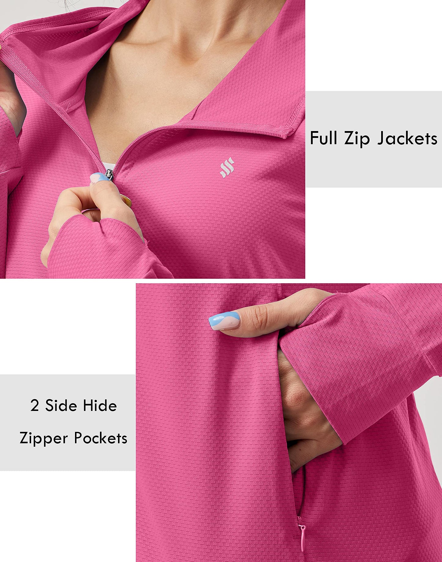 Soothfeel Women's UPF 50+ Sun Protection Hoodie Jacket Lightweight Long Sleeve Sun Shirt for Women with Pocket Hiking Outdoor