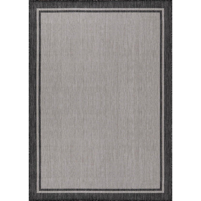 CAMILSON Indoor Outdoor Rug, 6x9 Bordered Gray Modern Area Rugs for Indoor and Outdoor Patios, Kitchen and Hallway Mats, Washable Porch Deck Outside Carpet (Bordered Grey, 6 x 9)